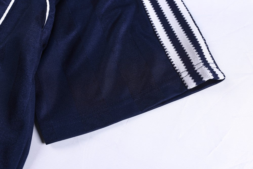 Vertical Stripe Jacquard Badge Embroidery Short Sleeve Shirt WN28041