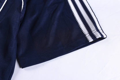 Vertical Stripe Jacquard Badge Embroidery Short Sleeve Shirt WN28041