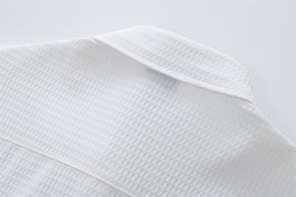 Floral Embroidery Waffle Short Sleeve Shirt WN16201