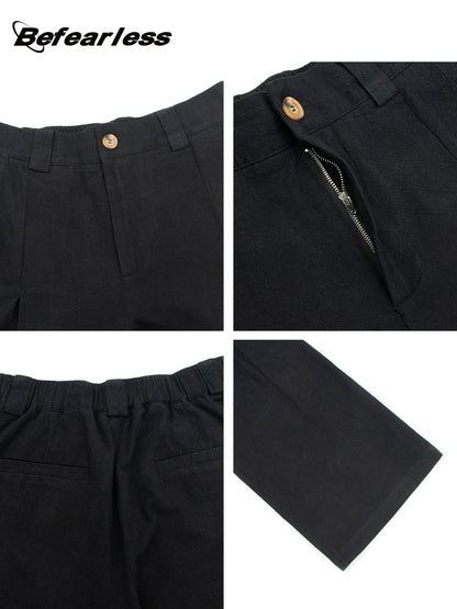 Washed Pleated Straight Trousers WN26353