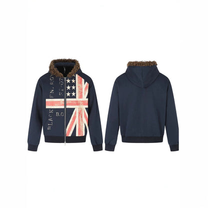 Fake Fur Graphic Print Zipper Hoodie WN27790