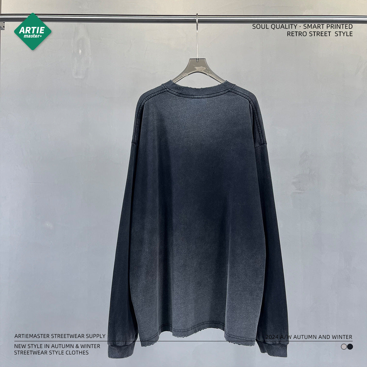 Oversize Washed Pure Cotton Long Sleeve T-Shirt WN10008