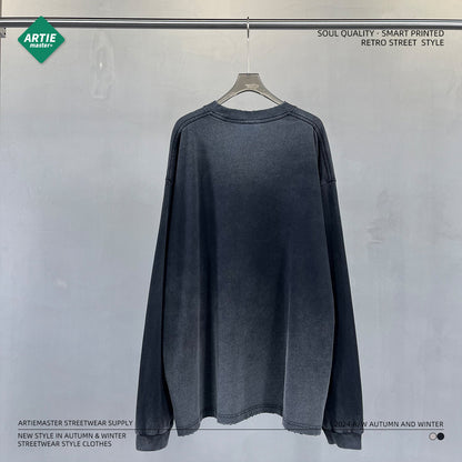 Oversize Washed Pure Cotton Long Sleeve T-Shirt WN10008