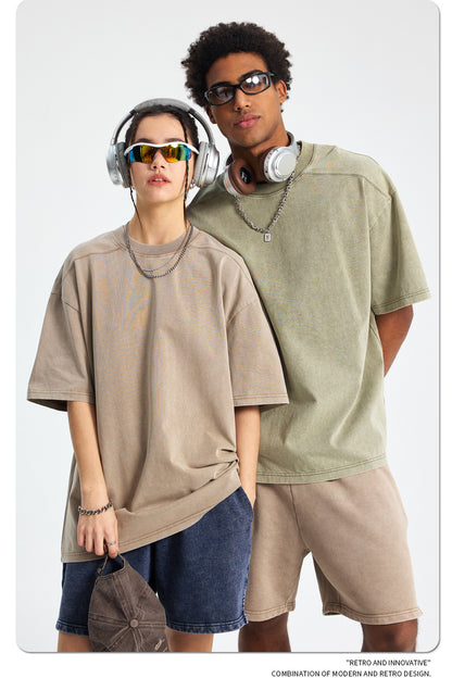Washed Plain Oversize Short Sleeve T-Shirt WN16261