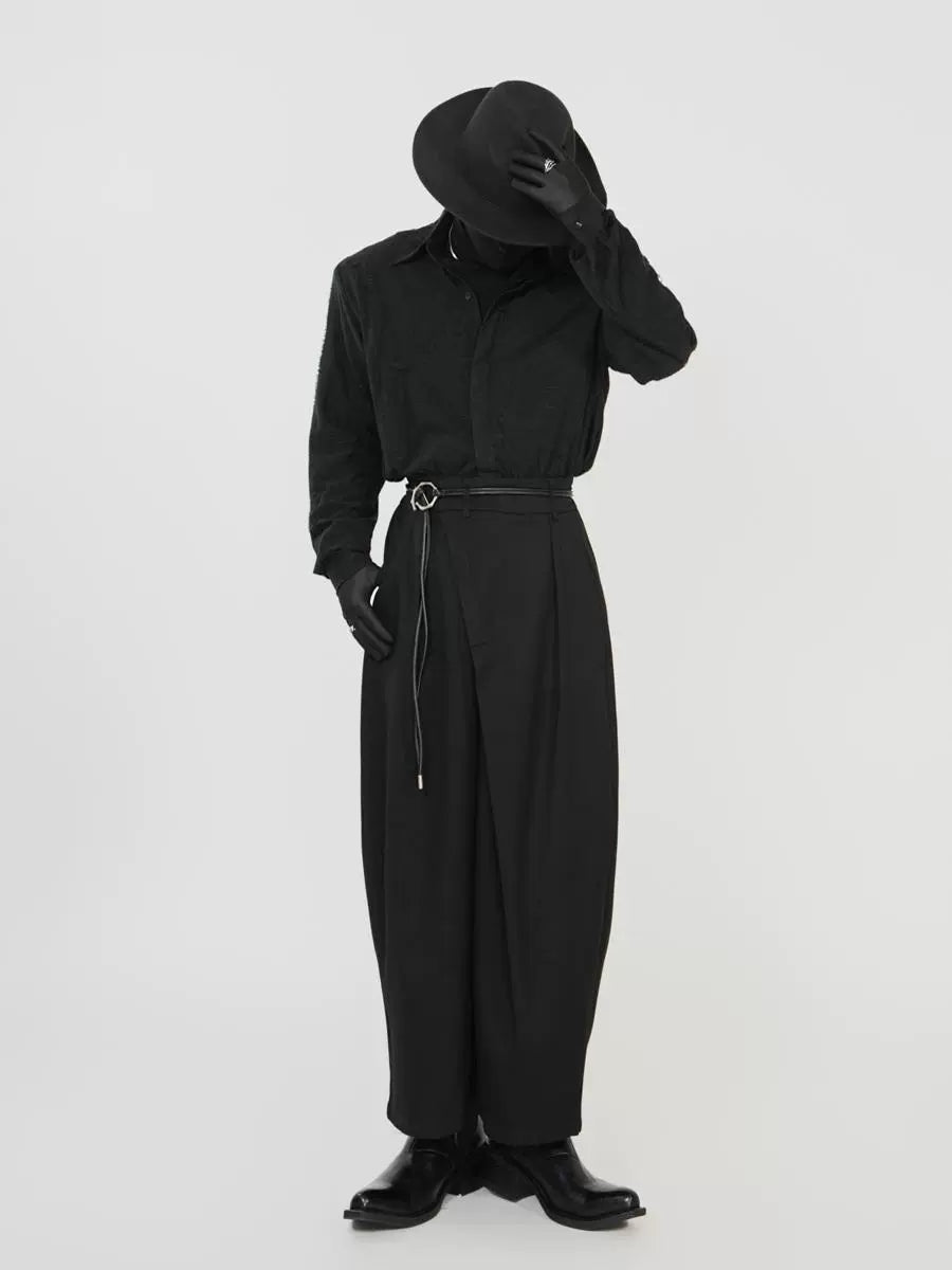 Asymmetrical Design Curved Wide Leg Trousers WN17415