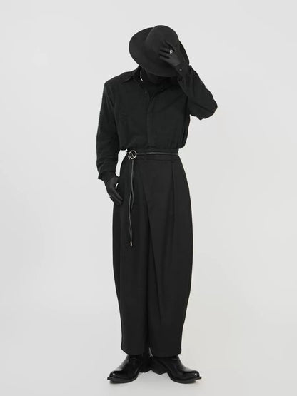 Asymmetrical Design Curved Wide Leg Trousers WN17415