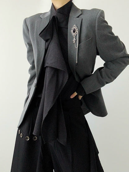 Notched Lapel Tailored Jacket WN19646