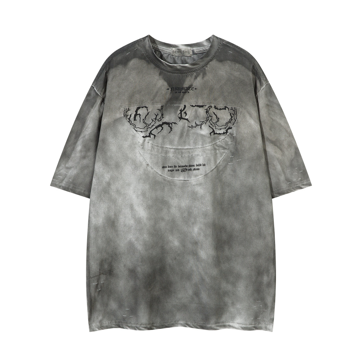 Washed Damage Graphic Print Short Sleeve T-Shirt WN26968