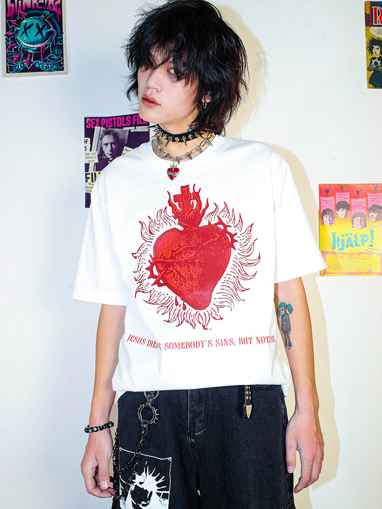 Graphic Print Oversize Drop Shoulder Short Sleeve T-Shirt WN15913