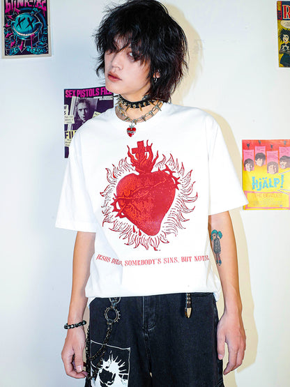 Graphic Print Oversize Drop Shoulder Short Sleeve T-Shirt WN15913