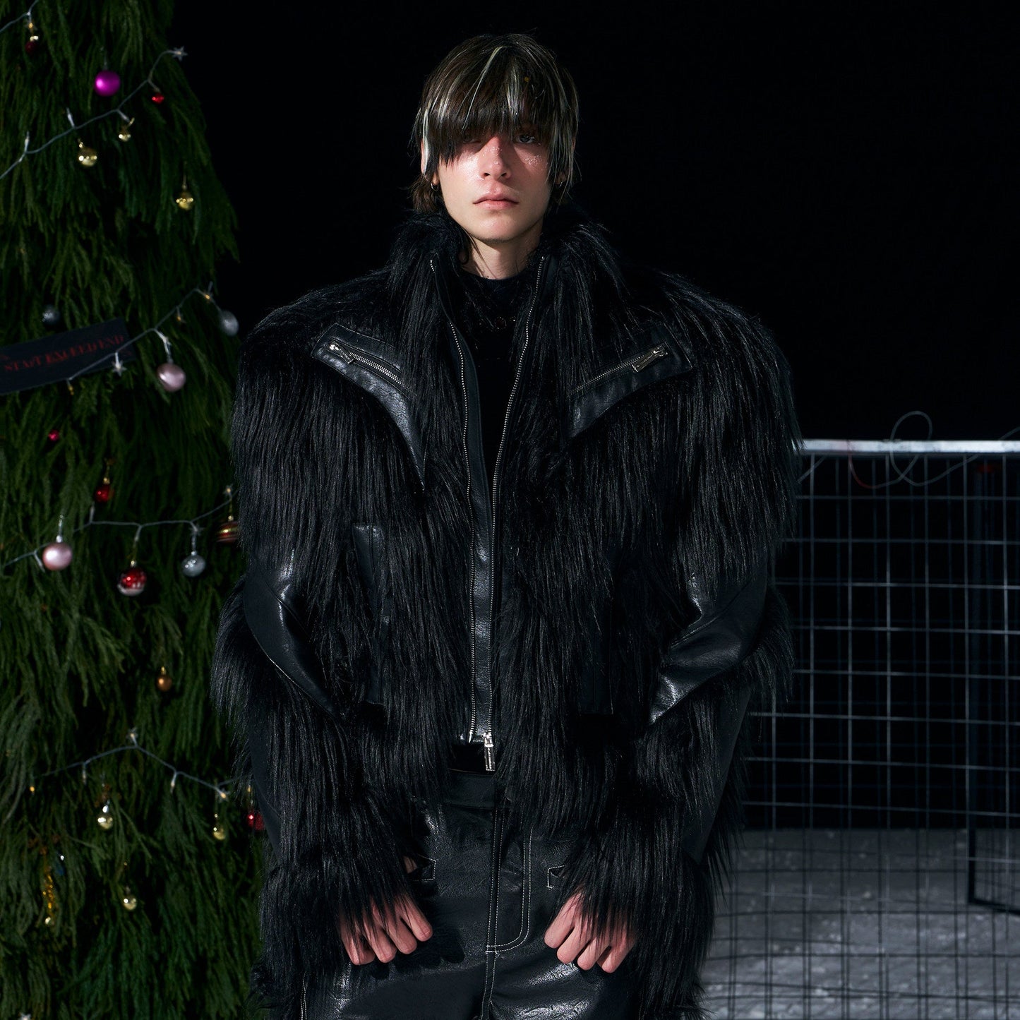 Fake Fur Panel Design Short Jacket WN22706