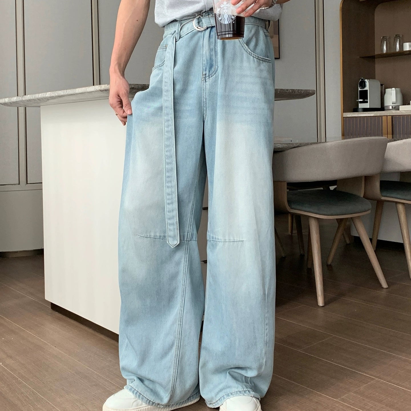 Cooling Straight Wide Leg Denim Jeans WN20461