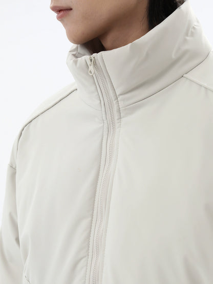 Plain Standing-Collar Zipper Puffer Jacket WN10273