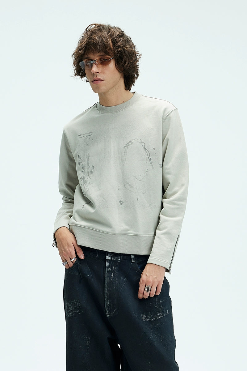 Graffiti Design Round Neck Pullover Sweatshirt WN9073