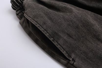 Damage Raw Hem Denim Half Jeans WN26784