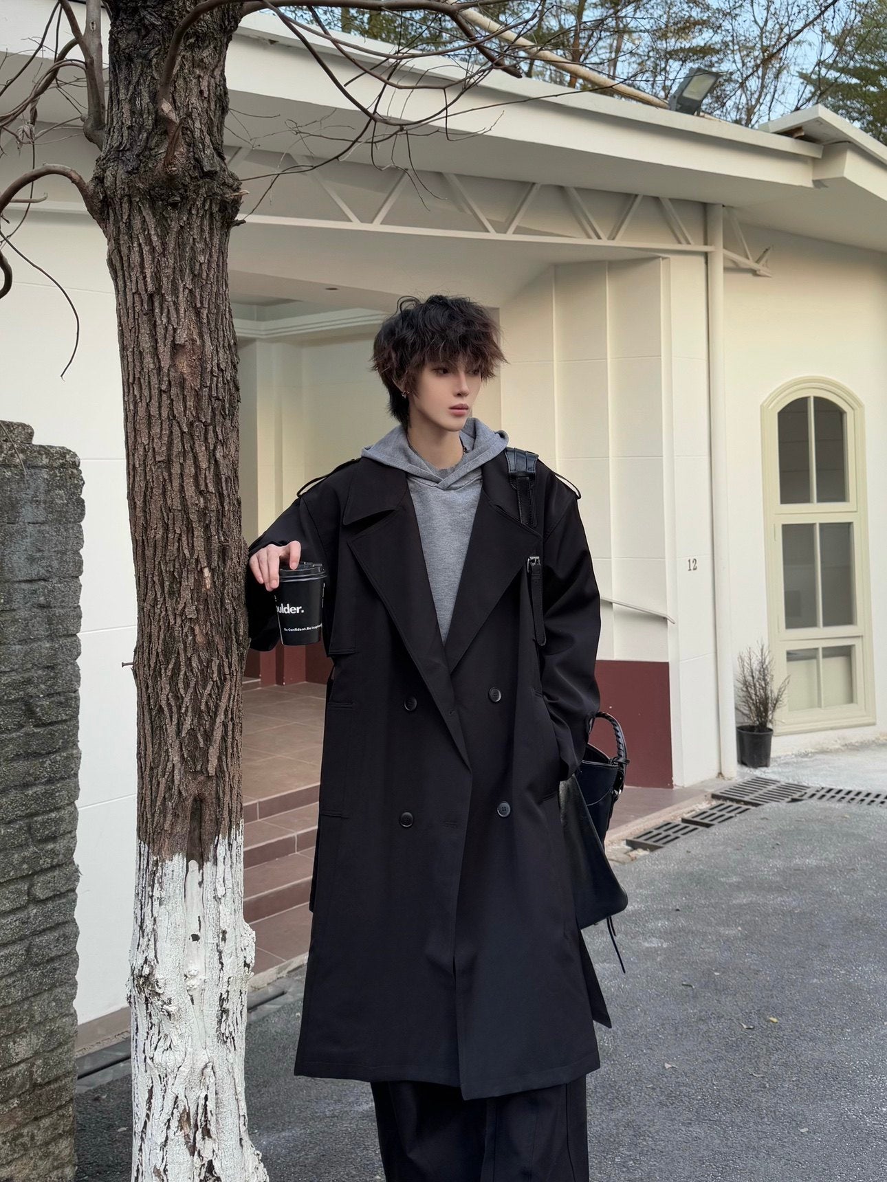 British Style Cape Design Mid-Long Coat WN23165