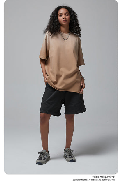 Spray Dyeing Round Neck Short Sleeve T-Shirt WN7806