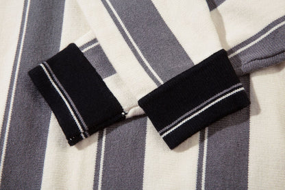 Colorblock Striped Polo Knit Sweater WN11393