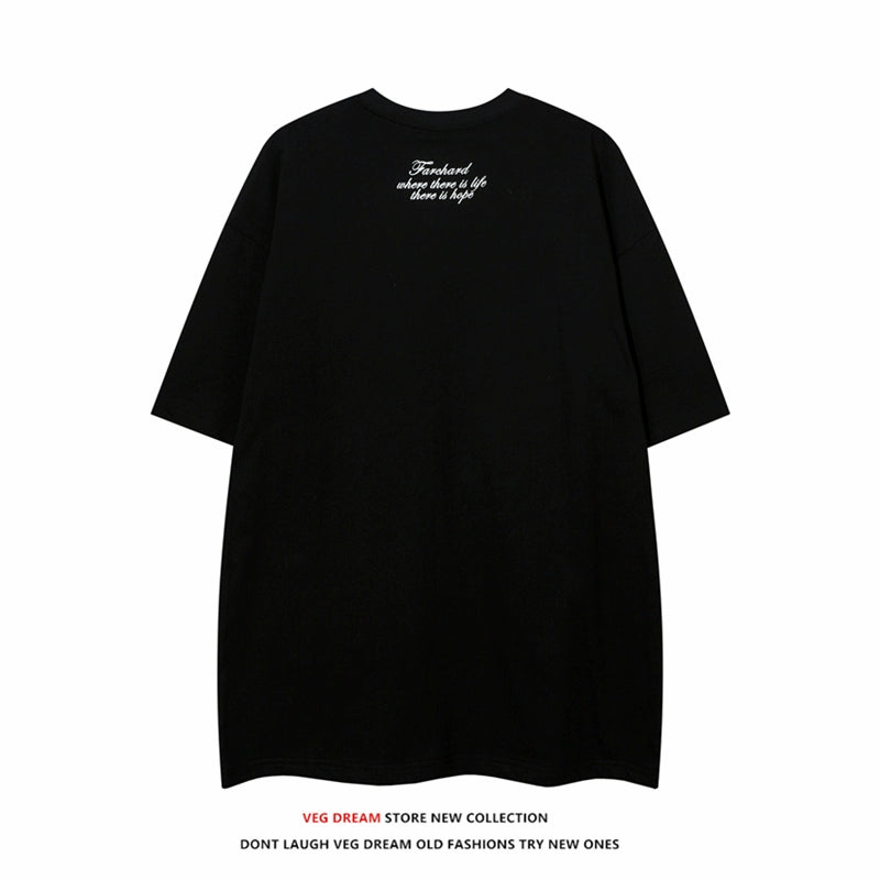 Oversize Denim Patch Short-sleeve T-shirt WN5494