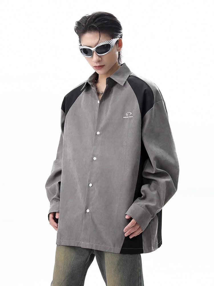 Colorblock Oversize Long Sleeve Shirt WN10279