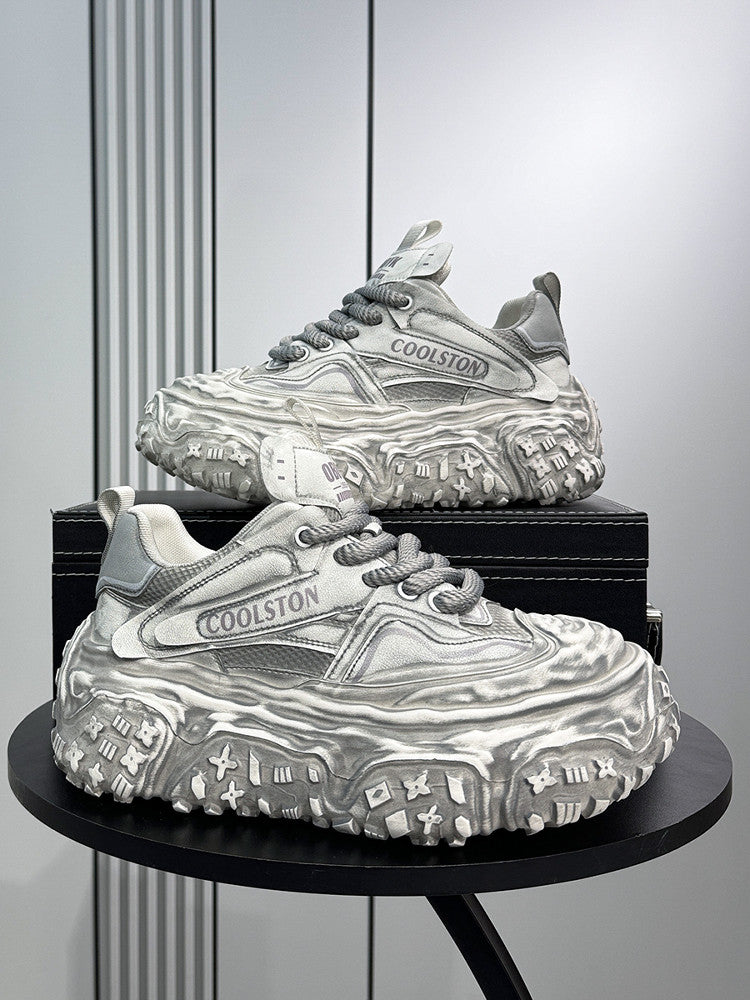 Washed Platform Chunky Sole Sneakers WN24642