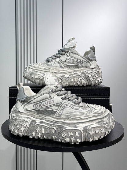 Washed Platform Chunky Sole Sneakers WN24642