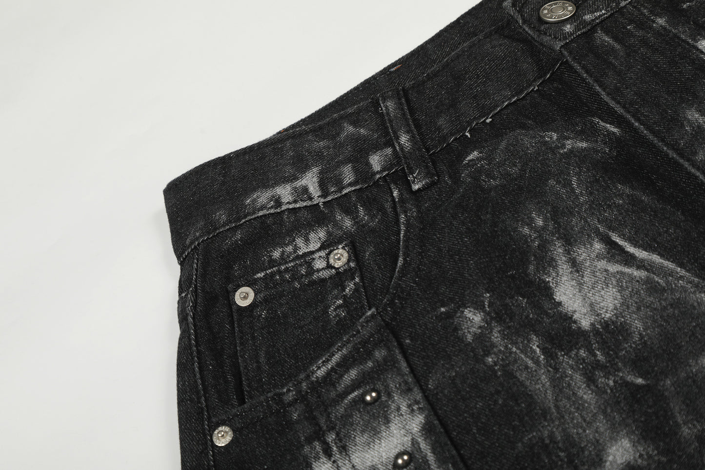 Paint Studs Curved Denim Jeans WN25499