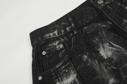 Paint Studs Curved Denim Jeans WN25499