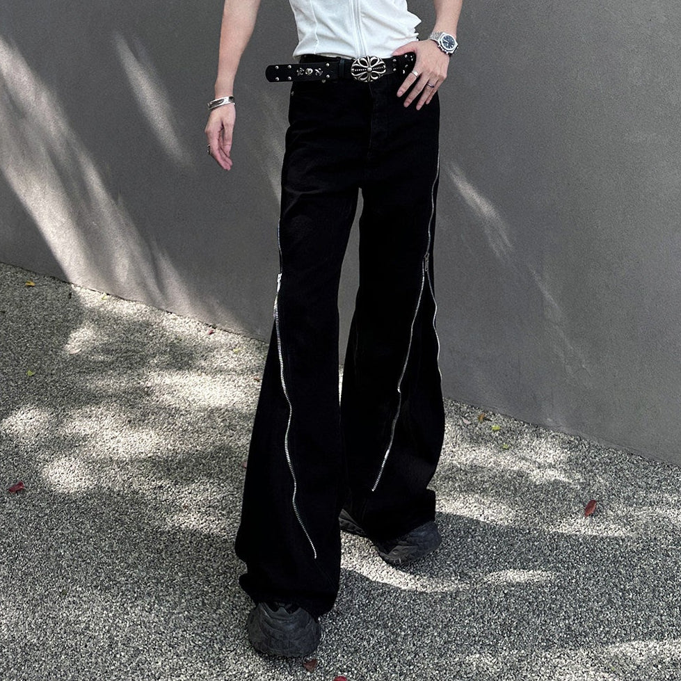 Zipper Strap Straight Pants WN25039