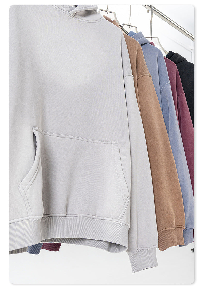 Oversize Fleece Lining Washed Pullover Hoodie WN9924