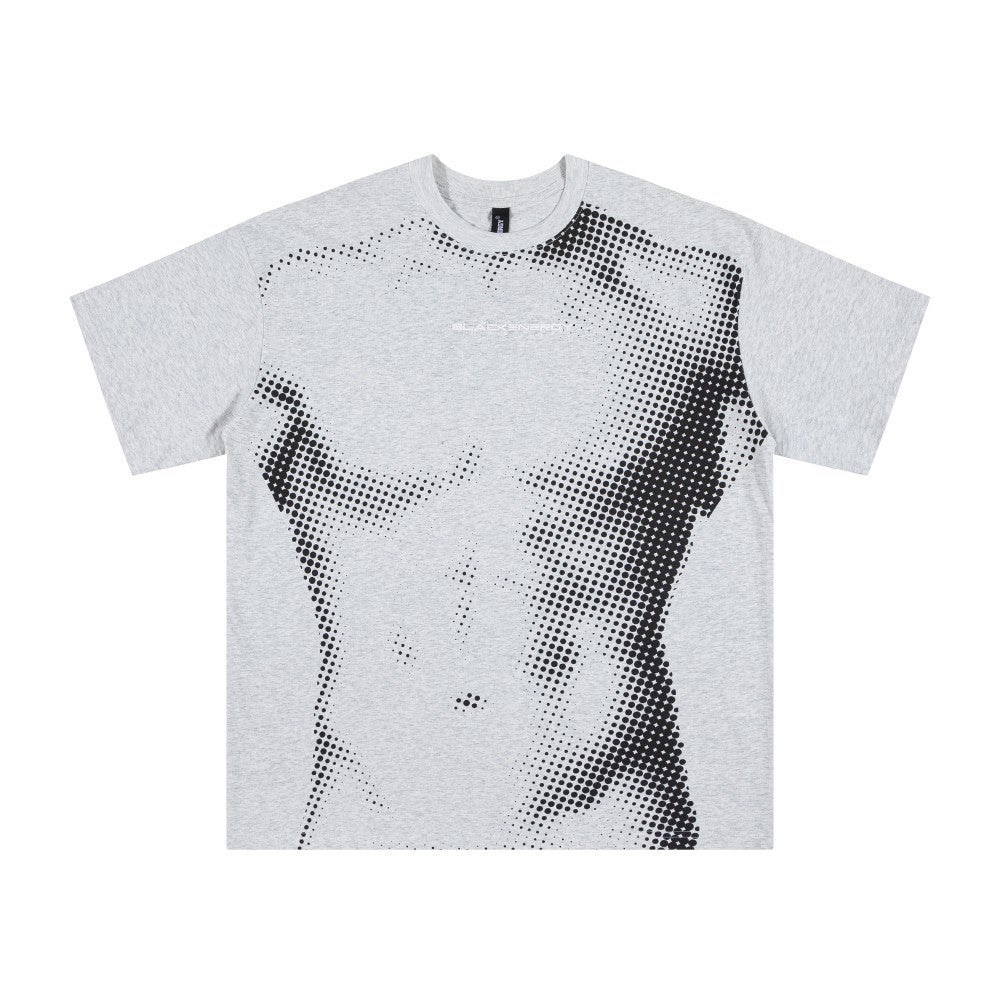 Halftone Portrait Digital Print Heavyweight Short Sleeve T-Shirt WN27897