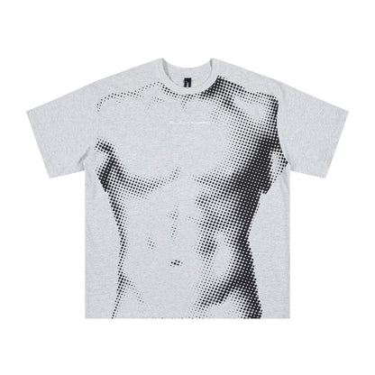 Halftone Portrait Digital Print Heavyweight Short Sleeve T-Shirt WN27897