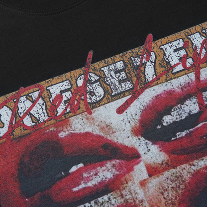 Lips Print Washed Oversize Short Sleeve T-Shirt WN18592