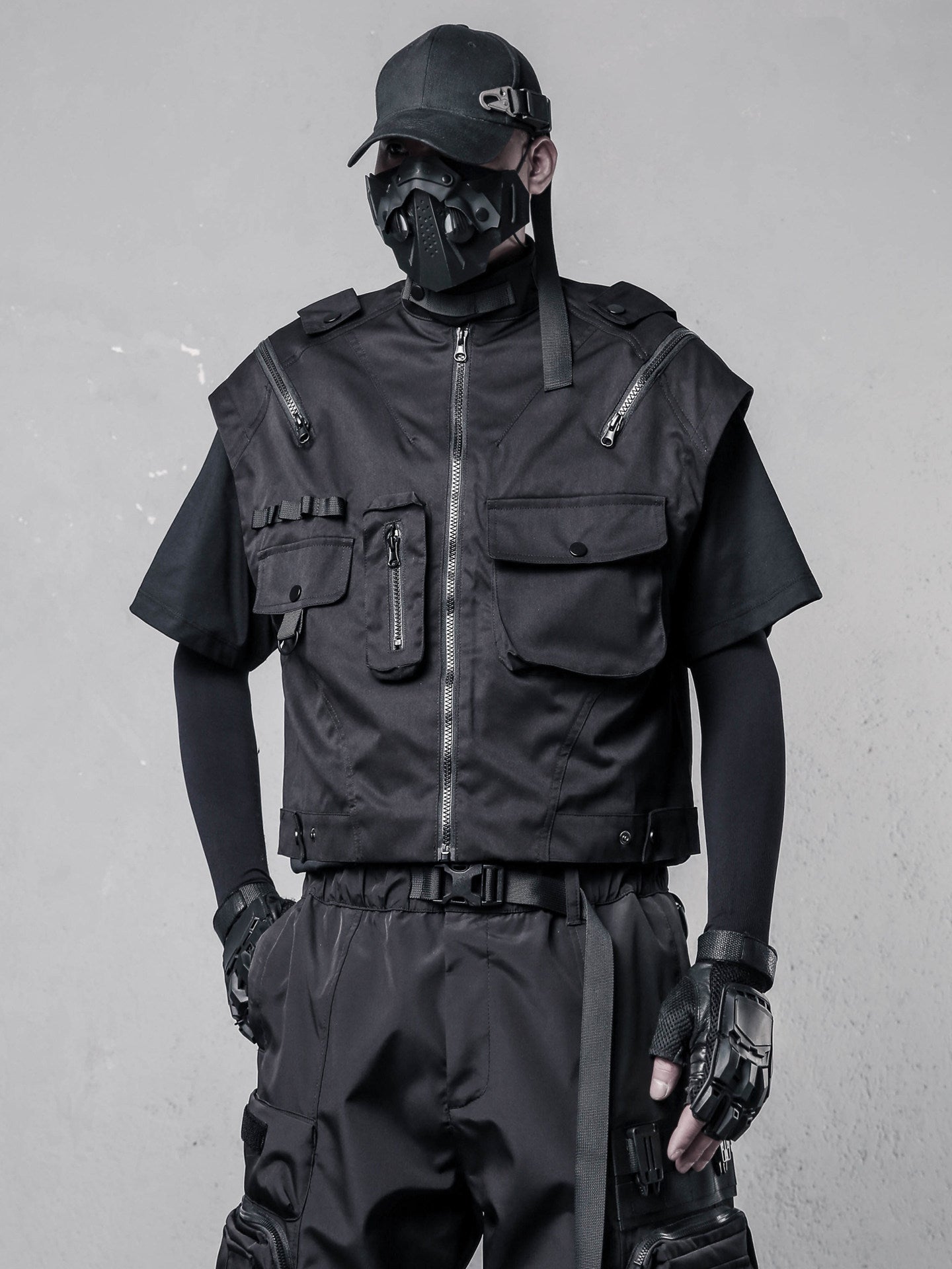 Tactical Stand Neck Zipper Short Vest WN22499