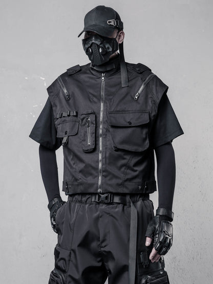 Tactical Stand Neck Zipper Short Vest WN22499