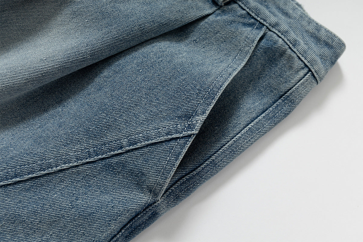 Lace-Up Washed Wide Leg Denim Short Pants WN25611