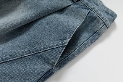 Lace-Up Washed Wide Leg Denim Short Pants WN25611