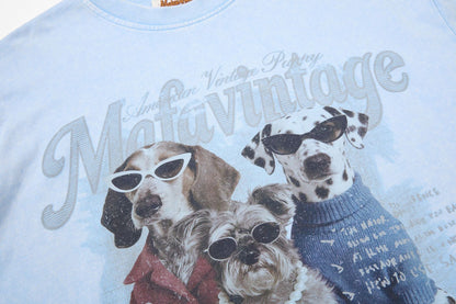 Washed Dog Graphic Cotton Oversize Short Sleeve T-Shirt WN25739
