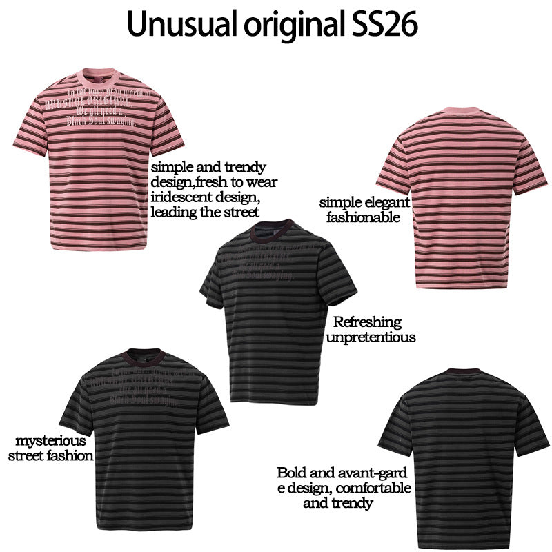 Striped Letter Print Oversize Short Sleeve T-Shirt WN25853