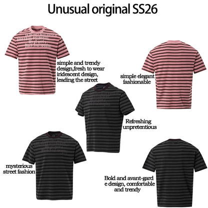 Striped Letter Print Oversize Short Sleeve T-Shirt WN25853