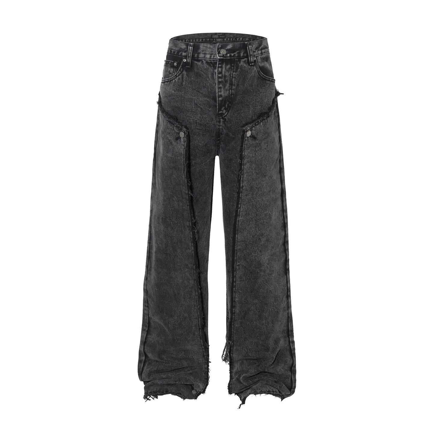 Washed Damage Raw-edge Denim Jeans WN8692