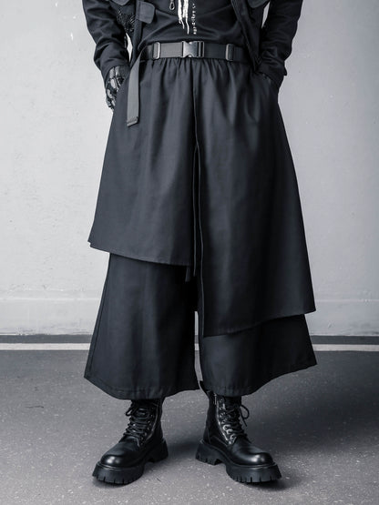 Asymmetric Mix Patch Wide Leg Pants WN22339