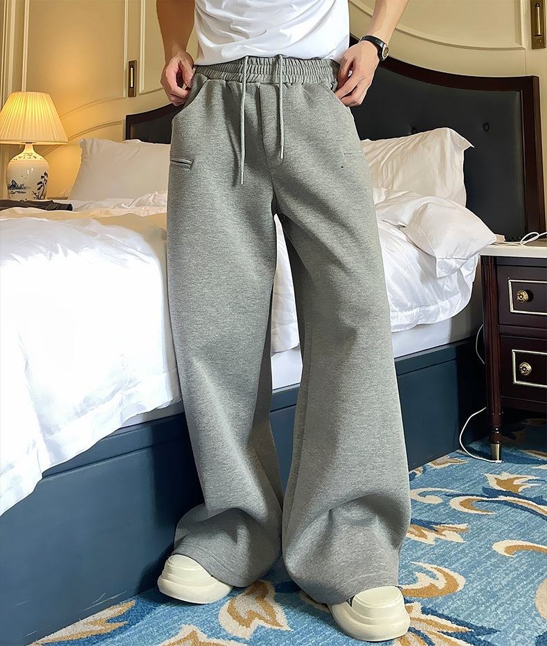 Solid Sporty Wide-Leg Straight Sweatpants WN9526