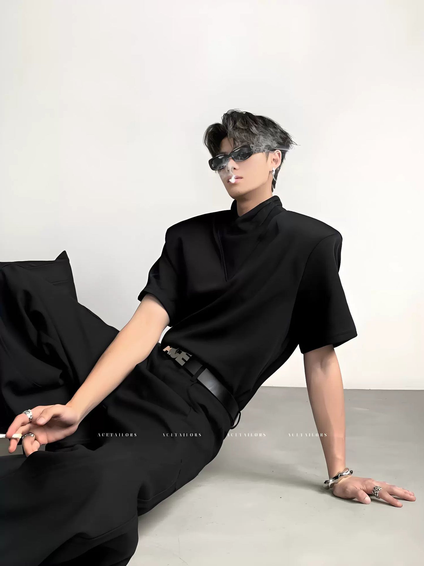 Double-Layer V-Neck Short Sleeve T-Shirt WN20078