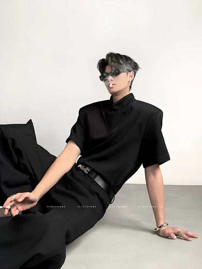 Double-Layer V-Neck Short Sleeve T-Shirt WN20078