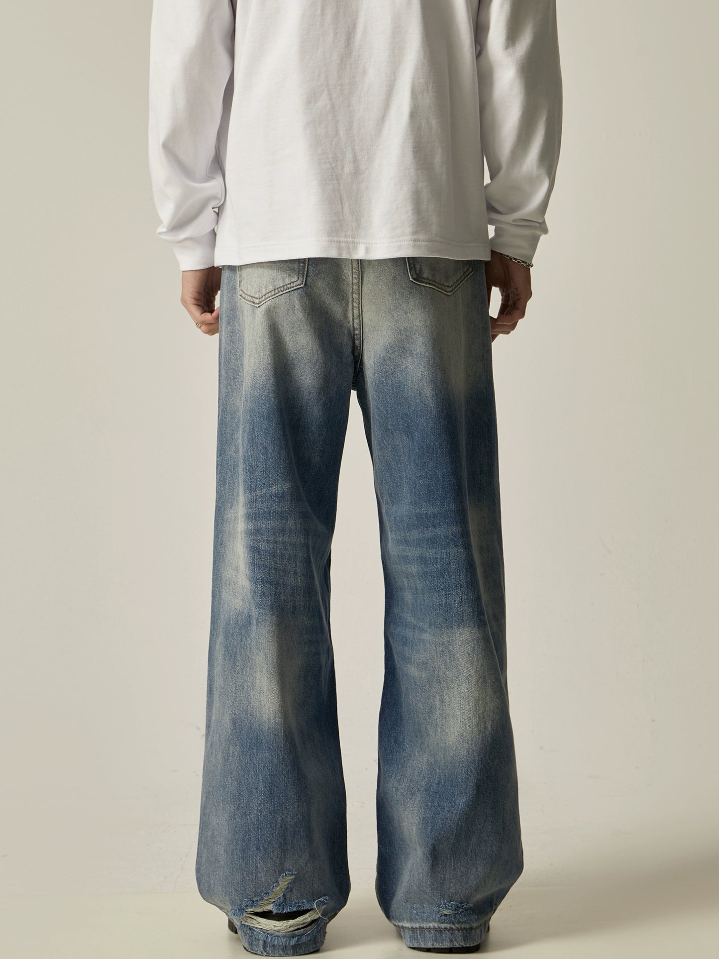 Washed Straight Leg Denim Jeans WN8972