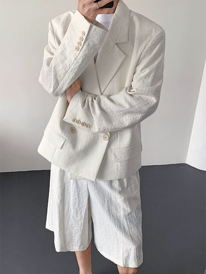 Button Closure Design Jacket & Plain Half Pants Setup WN19280