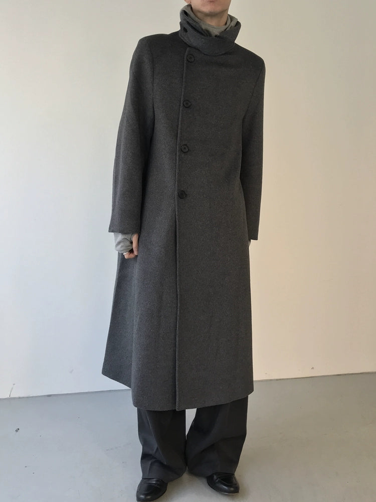 High Slit Single-Breasted Wool Coat WN21595