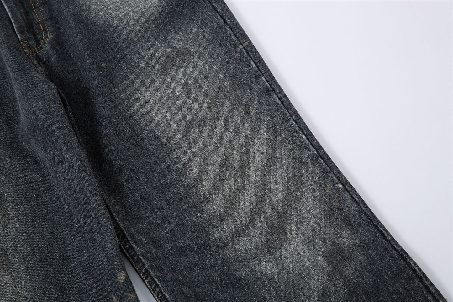 Washed Gradient Wide-Leg Straight Denim Jeans WN16211