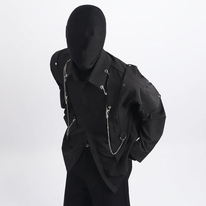 Deconstruction Metal Chain Design Long Sleeve Shirt WN23766